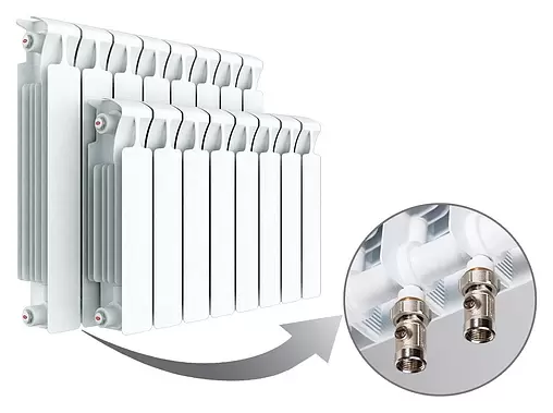 Радиатор биметаллический 4 секции нижнее левое подключение Rifar Monolit Ventil 350 RMVL35004