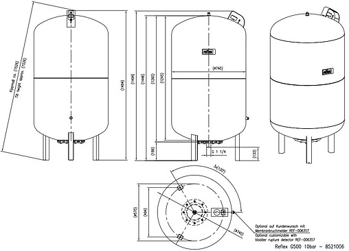 Расширительный бак Reflex G 500л 10 бар 8521006
