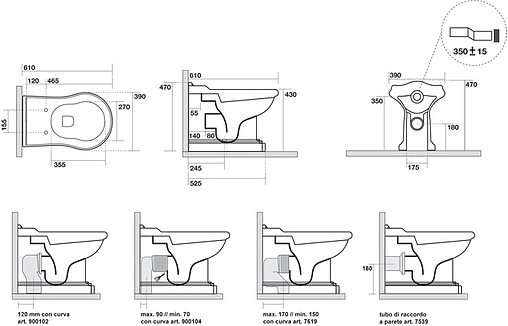 Унитаз приставной Kerasan Retro белый 101601