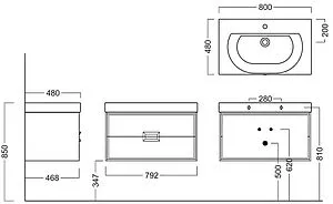 Тумба-умывальник подвесная Kerama Marazzi Canaletto 80 белый CN.80\M+BG.wb.80 Тумба-умывальник подвесная Kerama Marazzi Canaletto 80 белый CN.80\M+BG.wb.80, 2