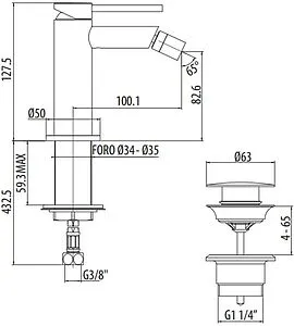 Смеситель для биде Gattoni Circle One хром 9050/90C0 Смеситель для биде Gattoni Circle One хром 9050/90C0, 2