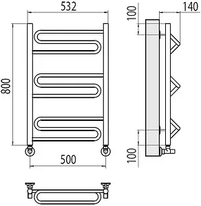 Полотенцесушитель водяной лесенка Terminus Юпитер П9 500х800 полированная сталь 4670078530448, 2