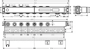 Скрытая часть термостата для 5 потребителей Hansgrohe RainSelect 15313180, 2