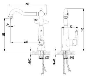 Смеситель для кухни Lemark Villa бронза/белый LM4805B Смеситель для кухни Lemark Villa бронза/белый LM4805B, 2