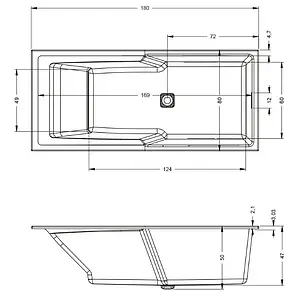Ванна акриловая Riho STILL SHOWER 180x80 B103001005, 2