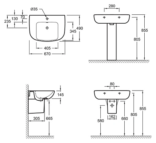 Раковина Jacob Delafon Odeon Up 67 белый E4754C-00