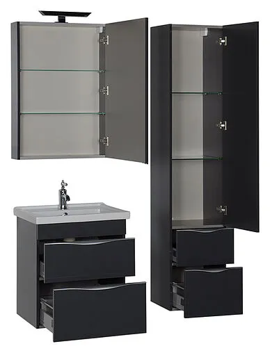 Шкаф-зеркало Aquanet Эвора 60 серый антрацит 184024