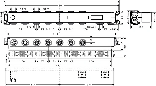 Скрытая часть термостата для 5 потребителей Hansgrohe RainSelect 15313180