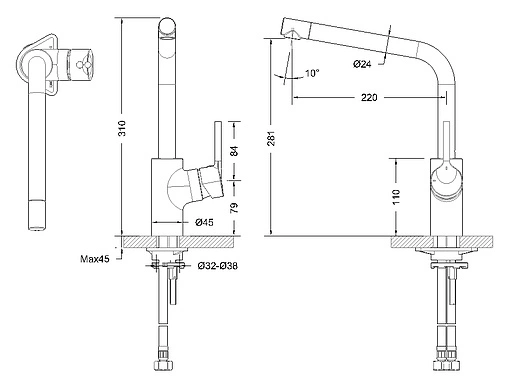 Смеситель для кухни Bravat Palace хром F7172217CP-1-RUS