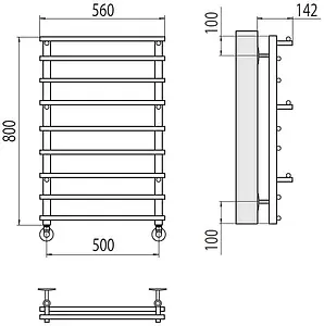 Полотенцесушитель водяной лесенка Terminus Вента П8 500х800 полированная сталь 4670078530035 Полотенцесушитель водяной лесенка Terminus Вента П8 500х800 полированная сталь 4670078530035, 2