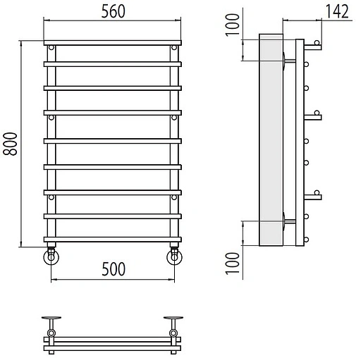 Полотенцесушитель водяной лесенка Terminus Вента П8 500х800 полированная сталь 4670078530035