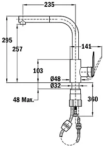 Смеситель для кухни с выдвижным изливом Teka IN 938 хром 539381200, 2