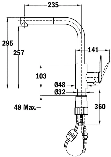 Смеситель для кухни с выдвижным изливом Teka IN 938 хром 539381200