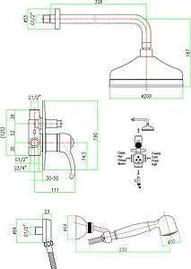 Душевая система со смесителем для душа Fiore Jafar бронза 47ZZ5138 Душевая система со смесителем для душа Fiore Jafar бронза 47ZZ5138, 2
