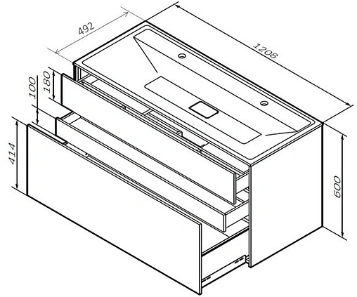 Тумба-умывальник подвесная Am.Pm Inspire 2.0 120 графит M50AFHX1203GM+
