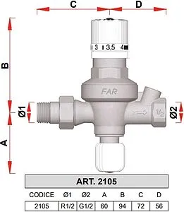 Клапан подпиточный ½" Far FA 2105 12 Клапан подпиточный ½" Far FA 2105 12, 2