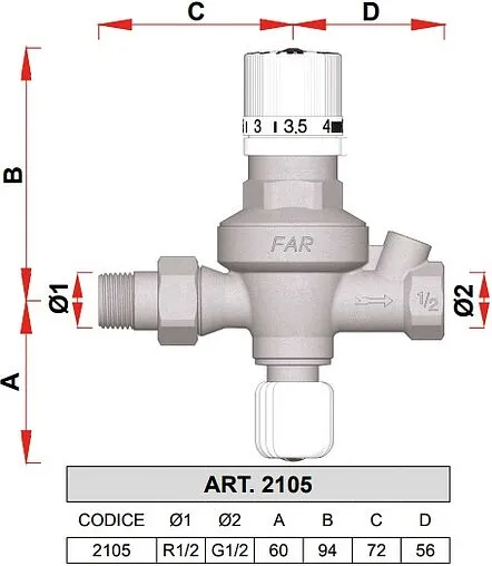 Клапан подпиточный ½" Far FA 2105 12 Клапан подпиточный ½" Far FA 2105 12
