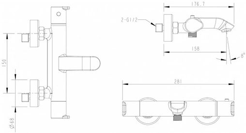 Термостат для ванны Bravat Waterfall хром F673114C-01A-RUS