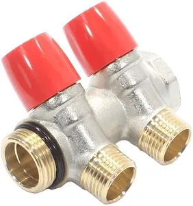 Коллектор регулирующий проходной 2 отвода красный ¾"в/н x ½"н General Fittings 6200E7N0504R2A, 1