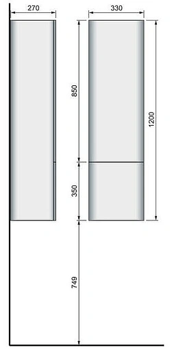 Шкаф-пенал подвесной Raval Pure 33 белый Pur.04.33/P/W (04.120)