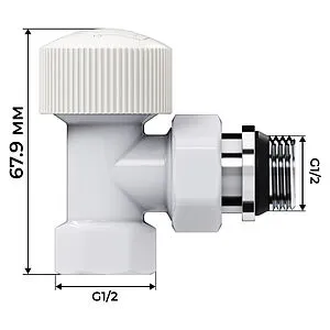 Комплект вентилей терморегулирующих угловых ½" в/н Royal Thermo Design белый RATVDU11212WH Комплект вентилей терморегулирующих угловых ½" в/н Royal Thermo Design белый RATVDU11212WH, 4