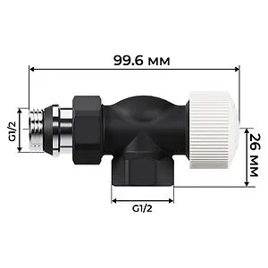 Комплект вентилей терморегулирующих осевых ½" в/н Royal Thermo Design черный RATVDO11212BL Комплект вентилей терморегулирующих осевых ½" в/н Royal Thermo Design черный RATVDO11212BL, 4