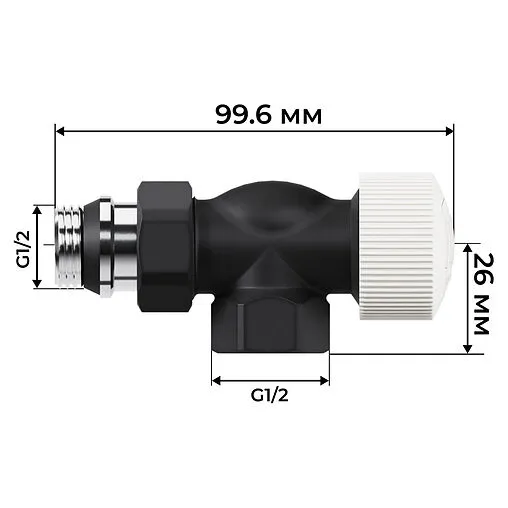 Комплект вентилей терморегулирующих осевых ½&quot; в/н Royal Thermo Design черный RATVDO11212BL