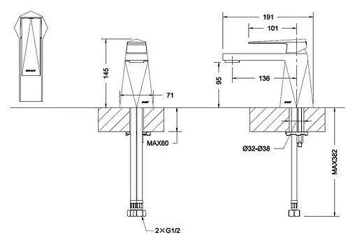Смеситель для раковины Bravat Iceberg золото F176110G