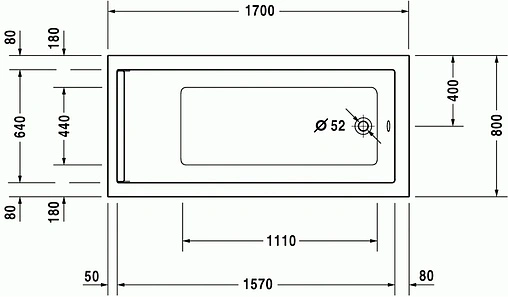 Ванна акриловая Duravit Starck 170x80 700336000000000
