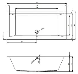 Ванна акриловая Riho LUGO 190x90 B136001005, 3