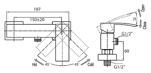 Смеситель для душа Cezares Quattro хром QUATTRO-C-D-01