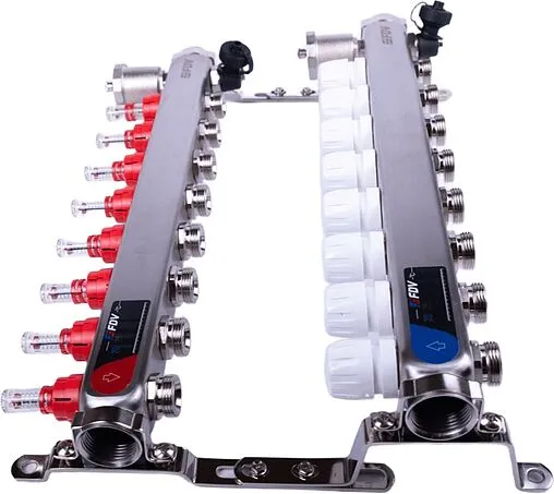 Группа коллекторная с расходомерами 8 отводов 1&quot;в/в x ¾&quot;ек FDV S1103C-2/8