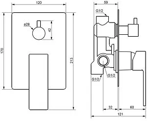 Смеситель для ванны скрытого монтажа Damixa Gala хром 537100000, 2
