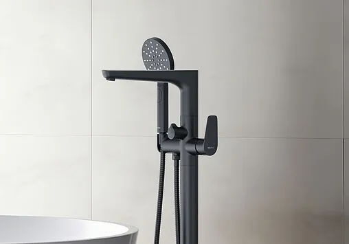 Смеситель для ванны напольный Aquatek Бетта чёрный матовый AQ1145MB