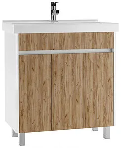 Тумба-умывальник напольный Домино Uno 80 дуб вотан/белый DU1507T+WB.FN/Fest/80-C/WHT.G/S1, 1