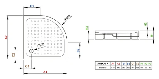 Поддон для душа Radaway Rodos A800 4P88155-03