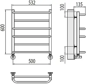 Полотенцесушитель водяной лесенка Terminus Евромикс П6 500х600 полированная сталь 4670078530141, 2