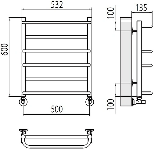 Полотенцесушитель водяной лесенка Terminus Евромикс П6 500х600 полированная сталь 4670078530141