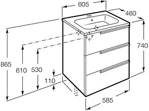 Тумба-умывальник Roca Victoria Nord Ice Edition 60 белый глянец ZRU9302834+ Тумба-умывальник Roca Victoria Nord Ice Edition 60 белый глянец ZRU9302834+, 2