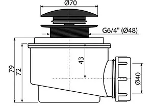 Сифон для душевого поддона AlcaPlast чёрный матовый A465BLACK-50 Сифон для душевого поддона AlcaPlast чёрный матовый A465BLACK-50, 2