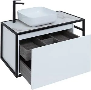 Тумба-умывальник подвесная Aquanet Nova Lite LOFT 90 L белый глянец 00261652+ Тумба-умывальник подвесная Aquanet Nova Lite LOFT 90 L белый глянец 00261652+, 3