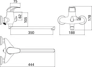 Смеситель для ванны с длинным изливом Damixa Space хром 109000000, 2