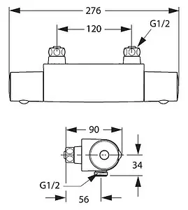 Термостат для душа Vidima V-Style хром A6193AA Термостат для душа Vidima V-Style хром A6193AA, 2