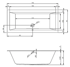 Ванна акриловая Riho LUGO 170x75 B132001005, 3