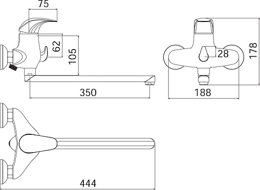 Смеситель для ванны с длинным изливом Damixa Space хром 109000000