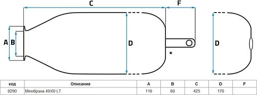 Мембрана для гидроаккумулятора SeFa 40/60 LT-80-110 F0A0290