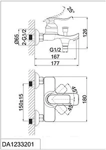 Смеситель для ванны D&K Bayern Liszt хром DA1233201, 2