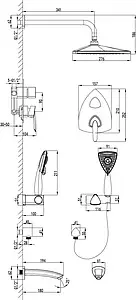 Душевая система со смесителем для ванны Lemark Mars хром LM3522C Душевая система со смесителем для ванны Lemark Mars хром LM3522C, 2