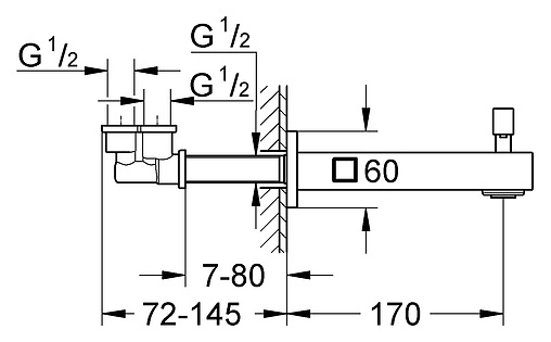 Излив для скрытого монтажа с переключателем Grohe Universal Cube хром 13304000