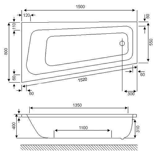 Ванна акриловая Excellent Ava Comfort 150x80 L WAEX.AVL15WH